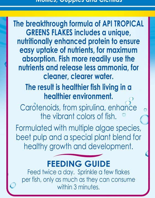 Load image into Gallery viewer, TROPICAL GREENS FLAKES Tropical Fish Greens Flakes Fish Food 2.1-Ounce Container
