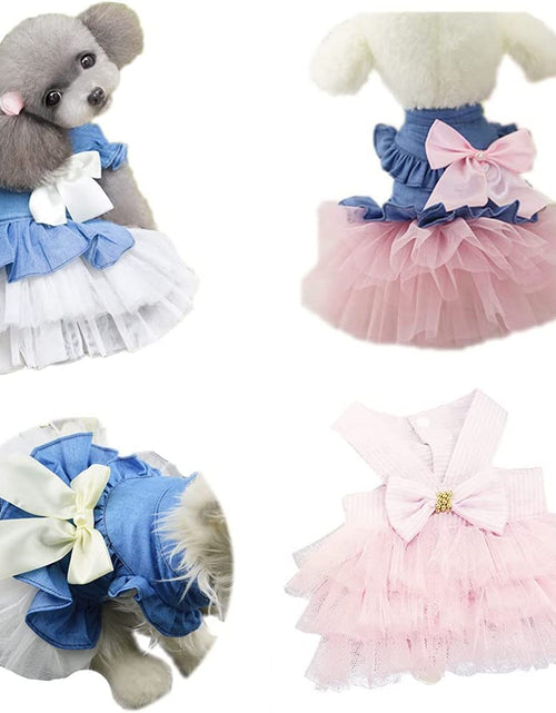 Load image into Gallery viewer, Dog Dress 3PCS Lace Doggie Dresses Floral Pink Tutu Dress for Medium Small Dogs Princess Pets Party Clothes
