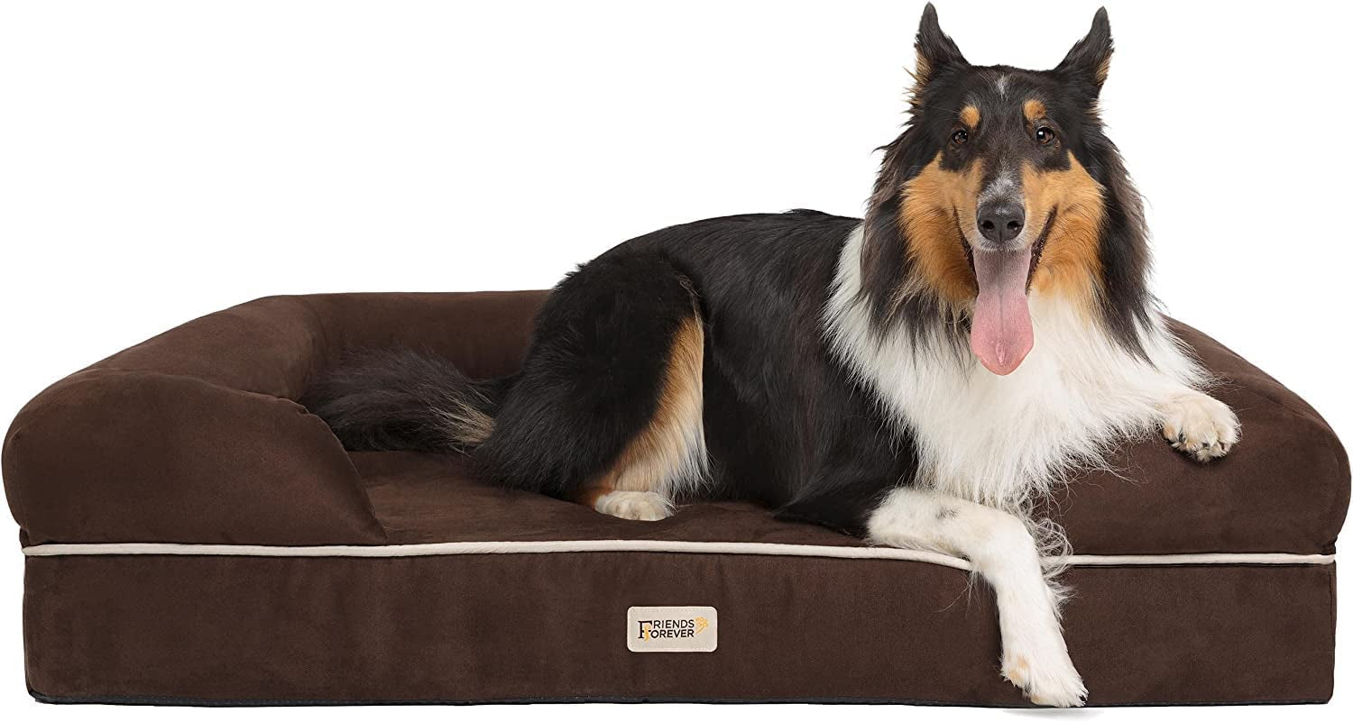 Orthopedic Dog Bed Lounge Sofa Removable Cover 100% Suede Mattress Memory-Foam with Bolster Rim Premium Prestige Edition
