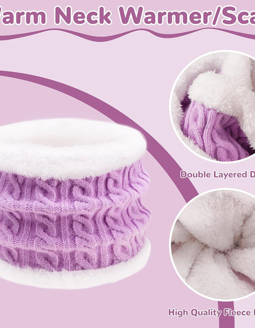 Load image into Gallery viewer, 3Pcs Kids Winter Beanie Hat Scarf Gloves Set for 2-6-10-14 Years Old Boys Girls, Knit Thick Warm Fleece Lined Thermal Sets
