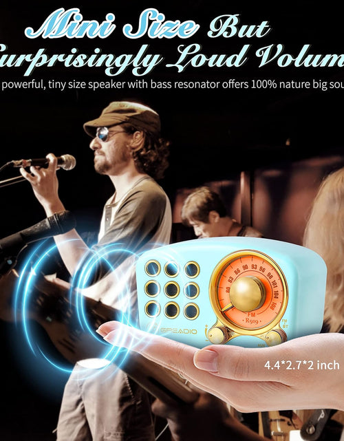 Load image into Gallery viewer, Retro Bluetooth Speaker, Vintage Radio- FM Radio with Old Fashioned Classic Style, Strong Bass Enhancement, Loud Volume, Bluetooth 5.0 Wireless Connection, TF Card and MP3 Player (Blue)
