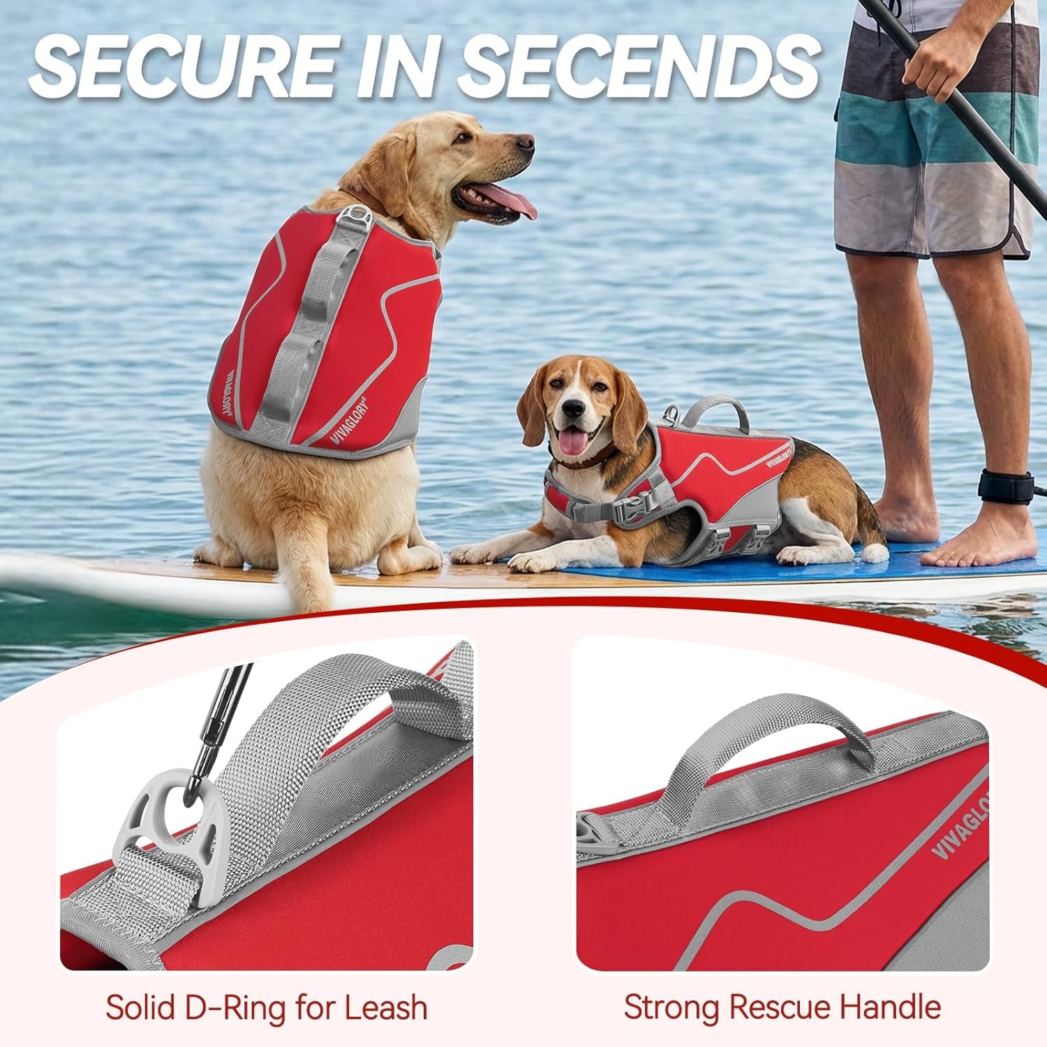 New Neoprene Sports Style Dog Life Jackets, Snug & Safer Dog Life Vest with Superior Buoyancy & Rescue Handle