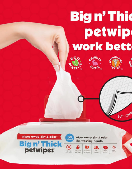 Load image into Gallery viewer, Pet Wipes for Dogs and Cats, 200 Large Wipes - Removes Dirt &amp; Odor like Washing Hands - Cleans Ears, Face, Butt, Eye Area - Convenient, Ideal for Home or Travel - 2 Packs of 100 Wipes
